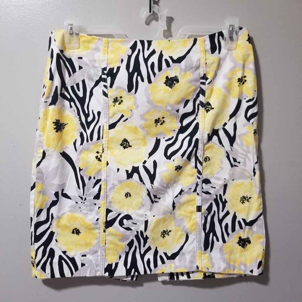 Cato Yellow Black Floral Pencil Skirt 12